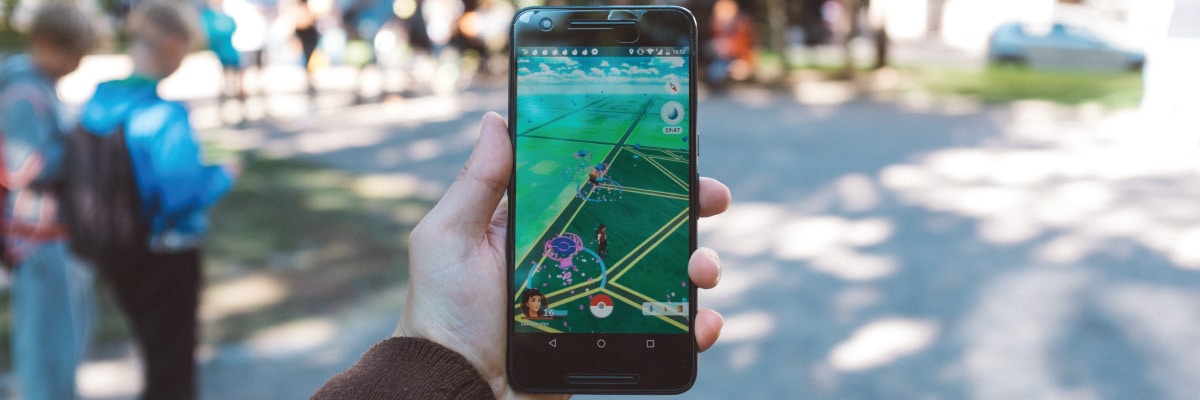 Pokemon Go Displayed on Smart Phone Screen
