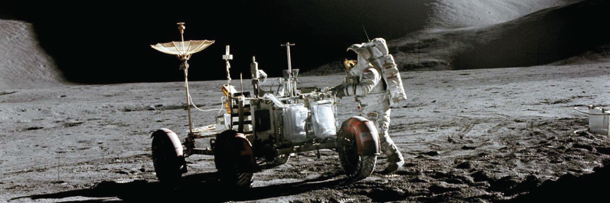 Astronaut With Rover on the Moon