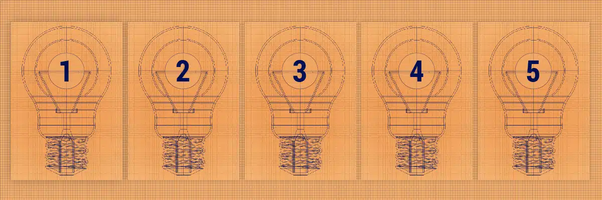 5 Numbered Lightbulb Sketches