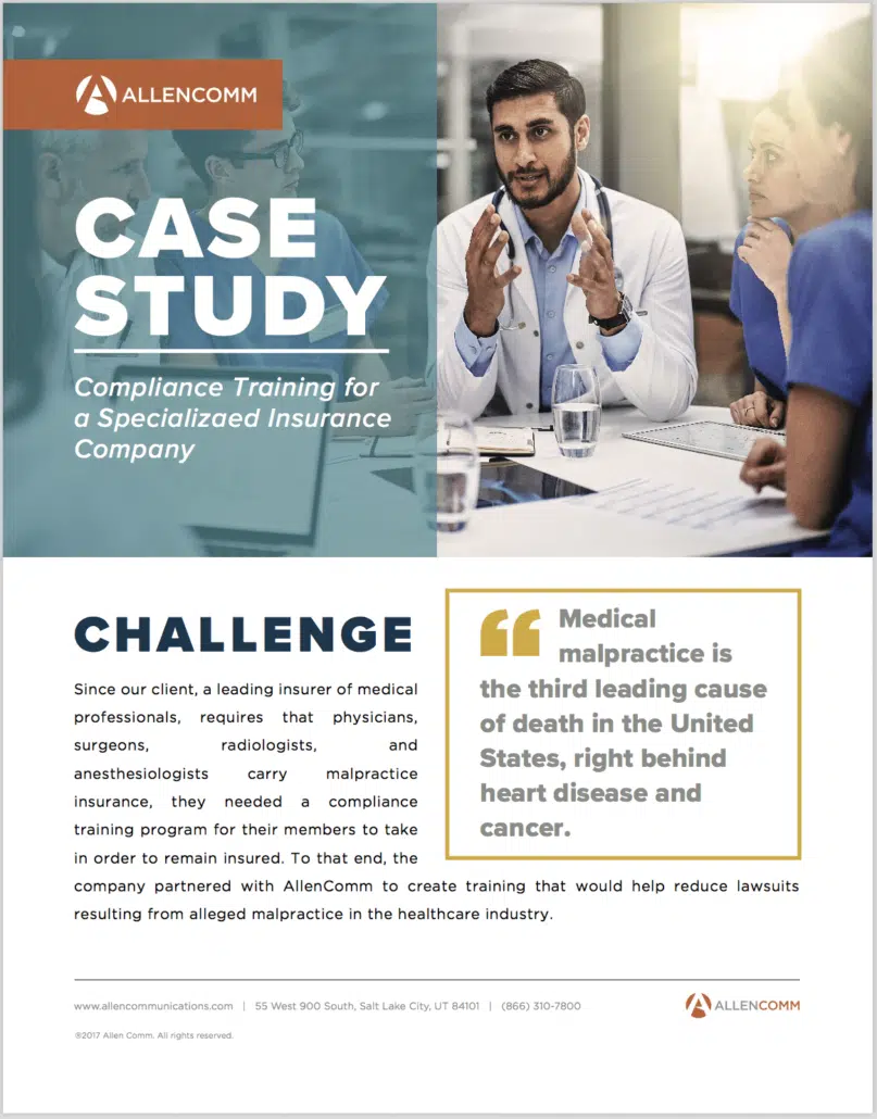 Case Study for Compliance Training for Medical Company 