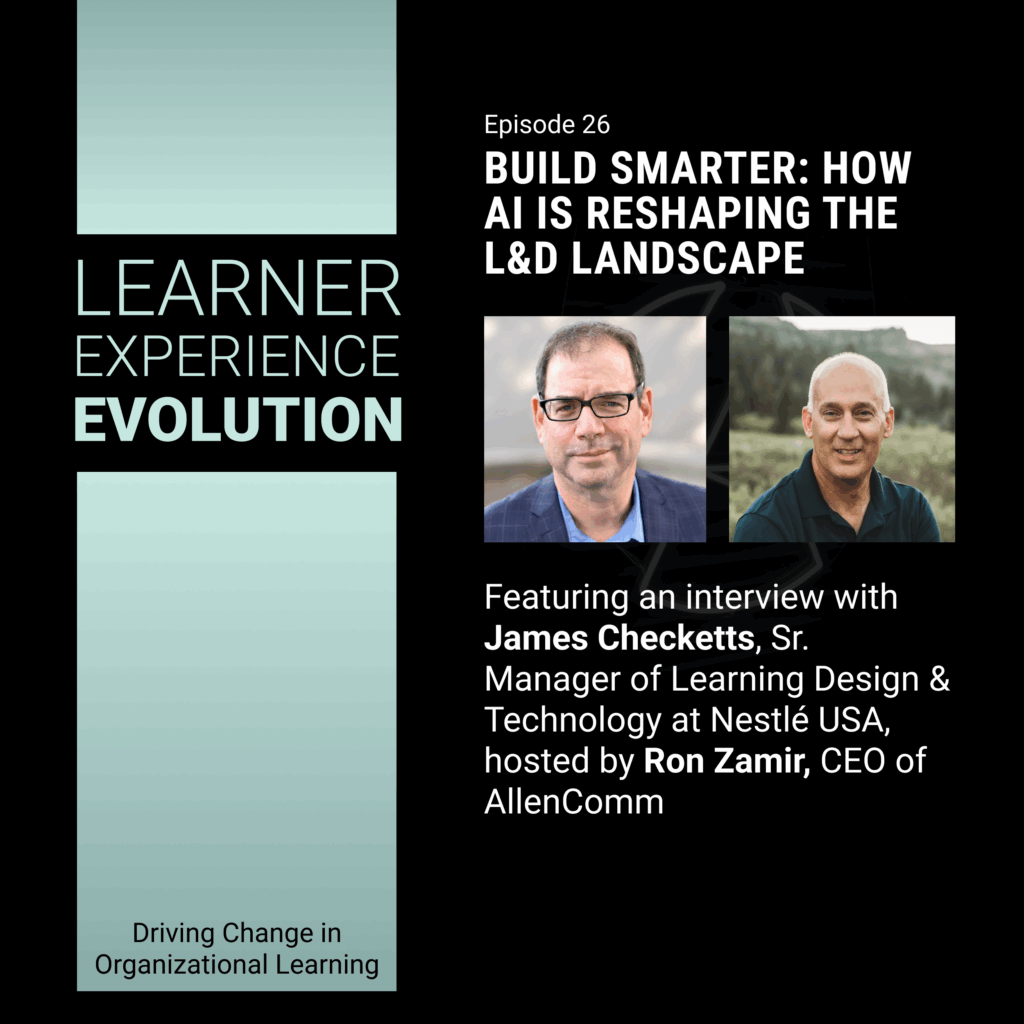 CEO Ron Zamir of AllenComm interviews client about reschaping the L&D Lanscape with AI